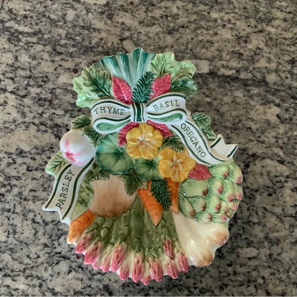 Fitz And Floyd Herb Garden 1996 Serving Dish, Canapé Plate Wall Hanging